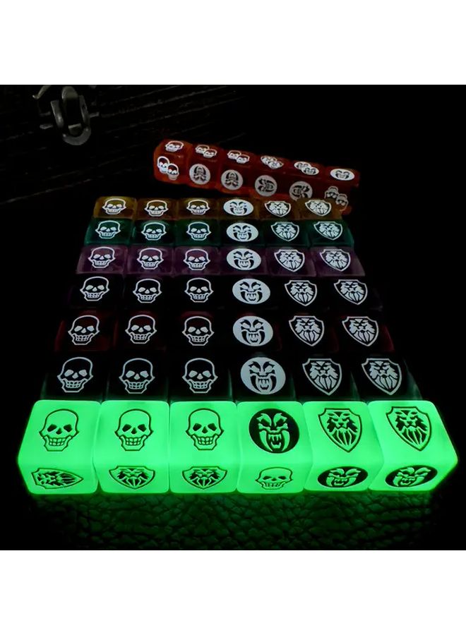 6 Pack 16mm Transparent Purple 6 Sided Skull Dice Handmade Game Accessory - Image 3