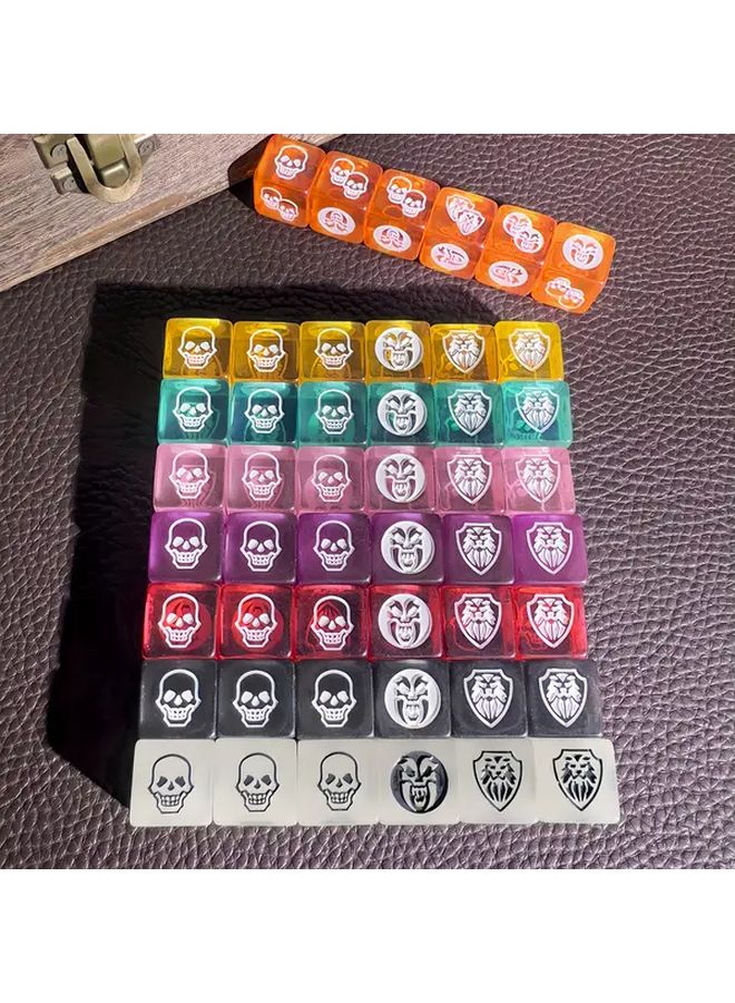 6 Pack 16mm Transparent Purple 6 Sided Skull Dice Handmade Game Accessory - Image 1
