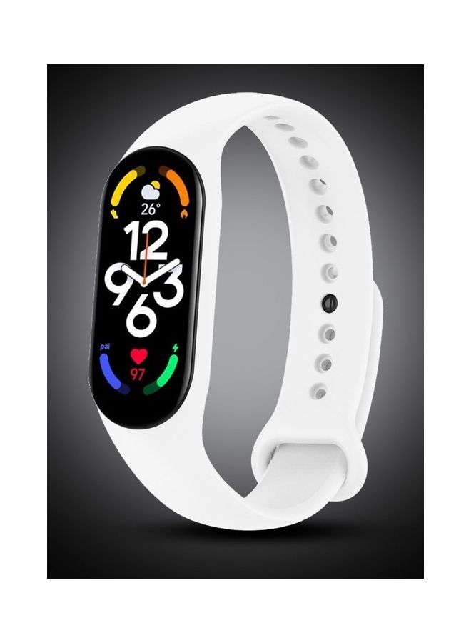 نيبمينينت سوار رياضي بديل من السيليكون المرن متوافق مع ساعة شاومي مي باند 7 لتتبع اللياقة البدنية إصدار 2022 أبيض - Image 5