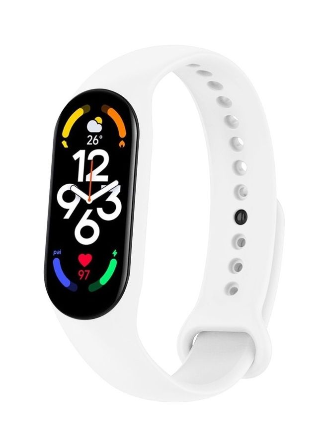 نيبمينينت سوار رياضي بديل من السيليكون المرن متوافق مع ساعة شاومي مي باند 7 لتتبع اللياقة البدنية إصدار 2022 أبيض - Image 1