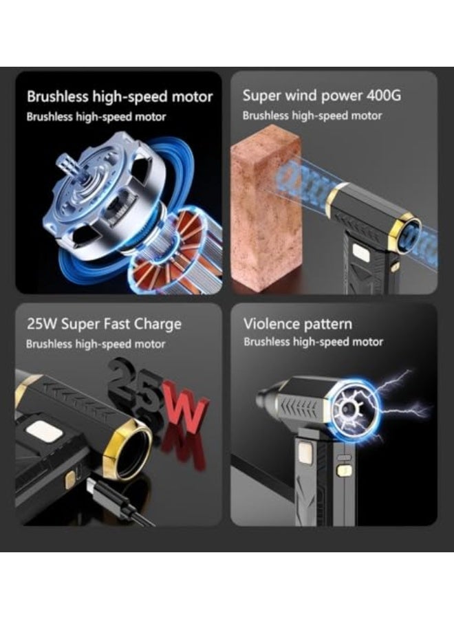 Starwell Electric Air Duster, 130000RPM Super Power Air Blower & Vacuum, Jet Dry Violent Fan, 6-Gear Adjustable, LED Light, Type C Fast Charging, for Computer, Keyboard, Outdoor, House and Car Cleaning - Image 5
