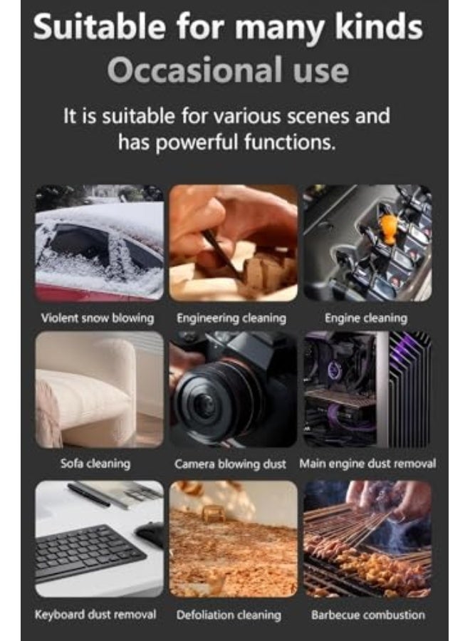 Starwell Electric Air Duster, 130000RPM Super Power Air Blower & Vacuum, Jet Dry Violent Fan, 6-Gear Adjustable, LED Light, Type C Fast Charging, for Computer, Keyboard, Outdoor, House and Car Cleaning - Image 4