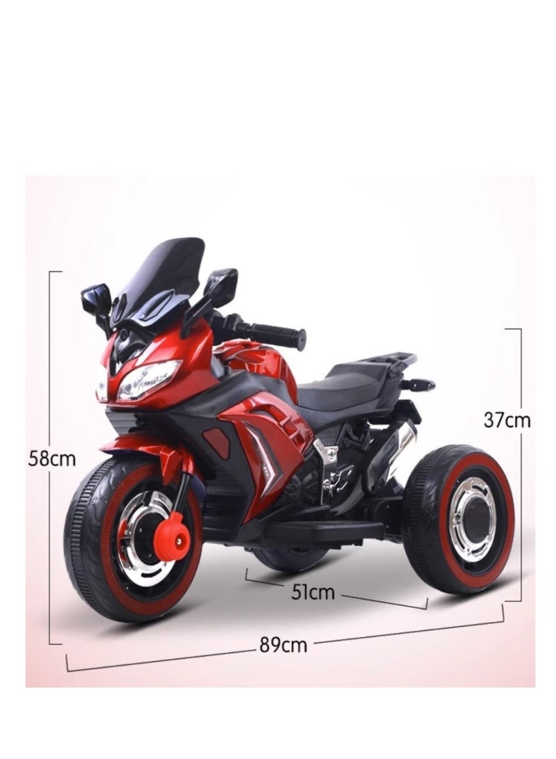 Kids Electric Motorcycle, 3 Wheel Battery Powered Ride On Motorcycle with LED Lights Red - Image 2