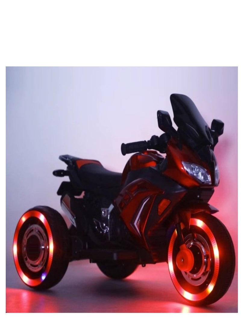 Kids Electric Motorcycle, 3 Wheel Battery Powered Ride On Motorcycle with LED Lights Red - Image 3