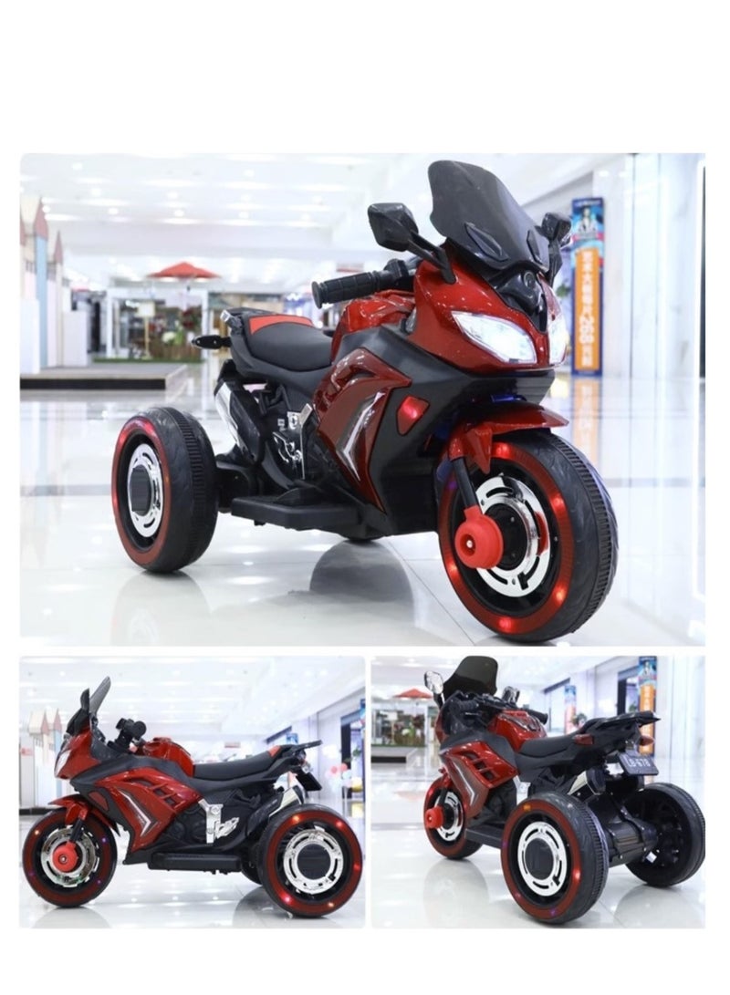 Kids Electric Motorcycle, 3 Wheel Battery Powered Ride On Motorcycle with LED Lights Red - Image 4
