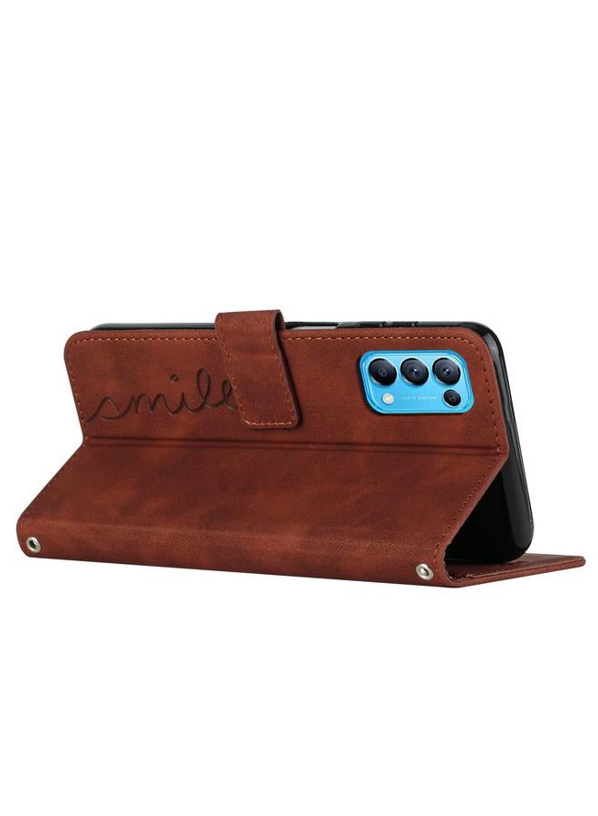 erorex Case For OPPO Reno5 5G / Find X3 Lite Skin Feel Heart Pattern Leather Phone Case with Lanyard - Image 3