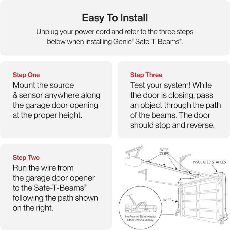 Genie (أصلي) مجموعة استبدال GSTB-R (STB-BL) Safe-T-Beam، أشعة الأمان، تشمل المرسل والمستقبل (GSTB-R)، مقاس واحد، أسود - Image 4