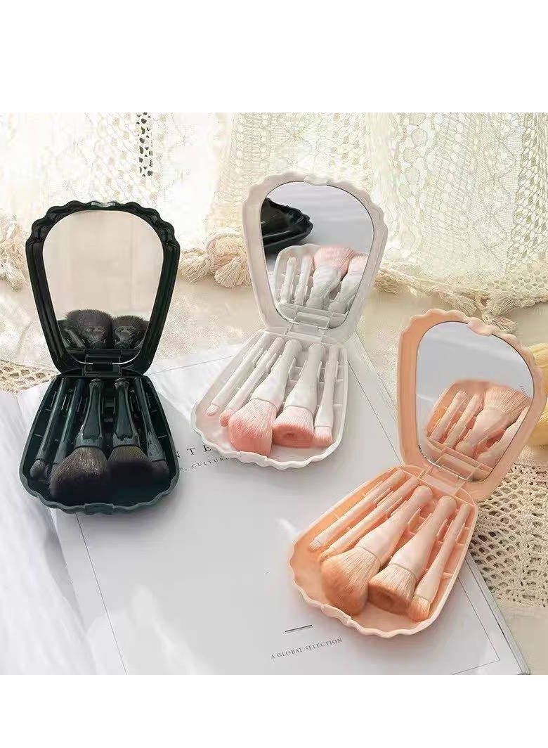 مجموعة فرش مكياج كاملة الوظائف مع مرآة بحجم مناسب للسفر - مجموعة من 6 قطع - Image 1