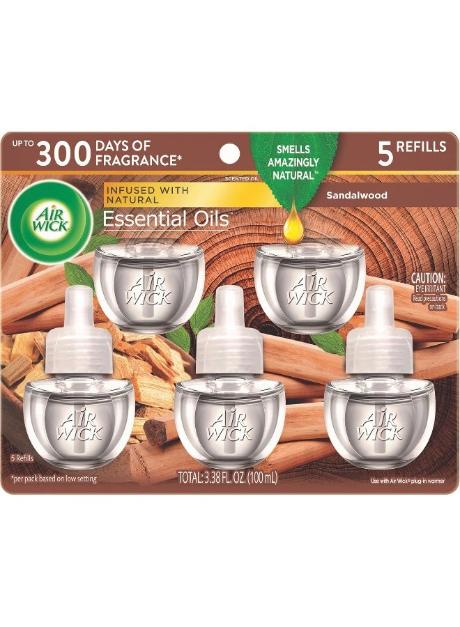 Air Wick Air Wick Plug in Scented Oil Refill, 5 ct, Sandalwood, Air Freshener, Essential Oils