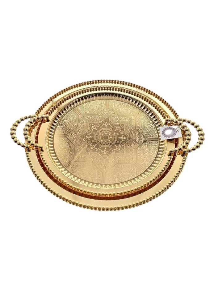 DESSINI صينية تقديم دائرية ذهبية من قطعتين
