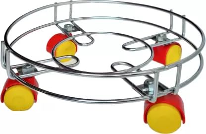 GLOCY Heavy Strong Stainless Steel Cylinder Trolley with movable Wheels Gas TrolleyLPG Cylinder Stand Gas Bottle carrier Cylinder handling equipment Gas Cylinder Trolley Silver - Image 1