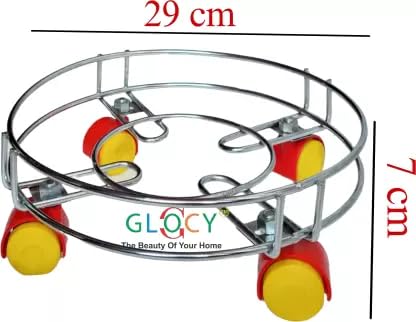 GLOCY Heavy Strong Stainless Steel Cylinder Trolley with movable Wheels Gas TrolleyLPG Cylinder Stand Gas Bottle carrier Cylinder handling equipment Gas Cylinder Trolley Silver - Image 2