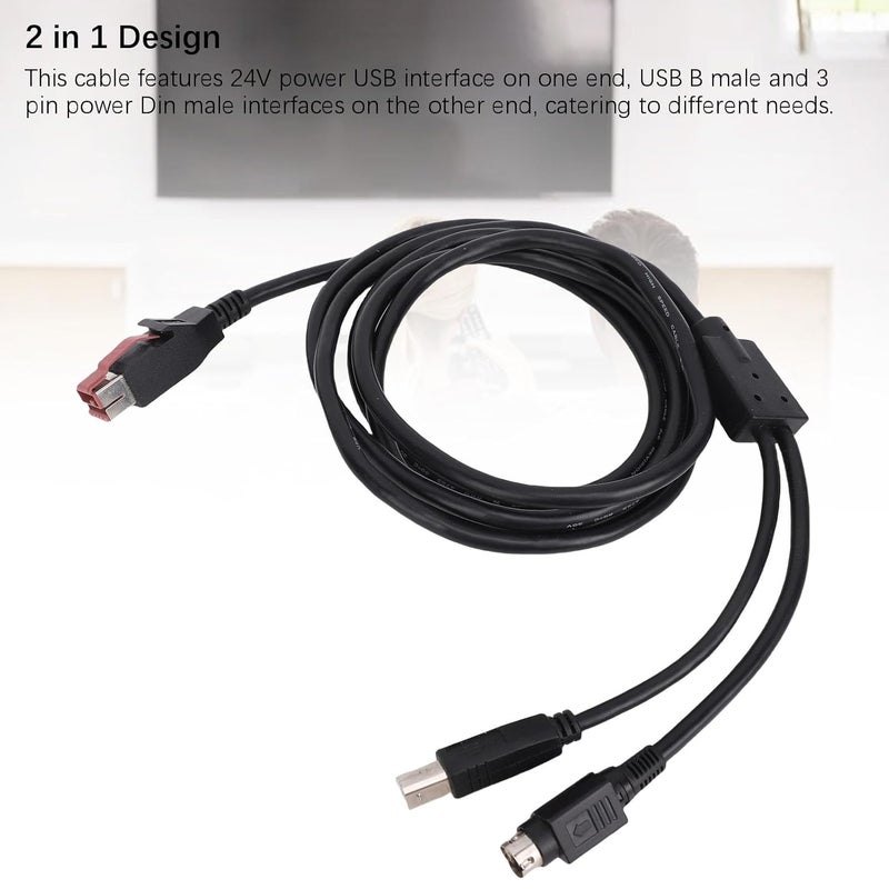 GOWENIC Printer Data Cable, 1.8m USB to USB B Male and 3 Pin Power Din Male Cord, with Highly Compatible Materials, for Printer and Warehouse Inventory Management - Image 4