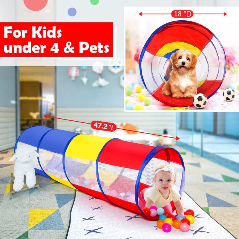 Moncoland Kids Play Tunnel Tent for Toddlers Colorful Pop Up Crawl Tunnel Toy for Baby or Pet with Breathable Mesh Collapsible Gift for Boy and Girl Play Tunnel Indoor and Outdoor Game - Image 3
