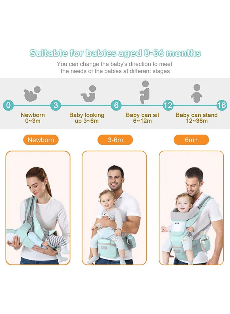 6 in 1 Baby Carrier Hip Seat Multifunctional Baby Strap Waist Carrier for walking Shopping Trip Hiking Adjustable Size & Suitable for 0-36 Months Baby - Image 2