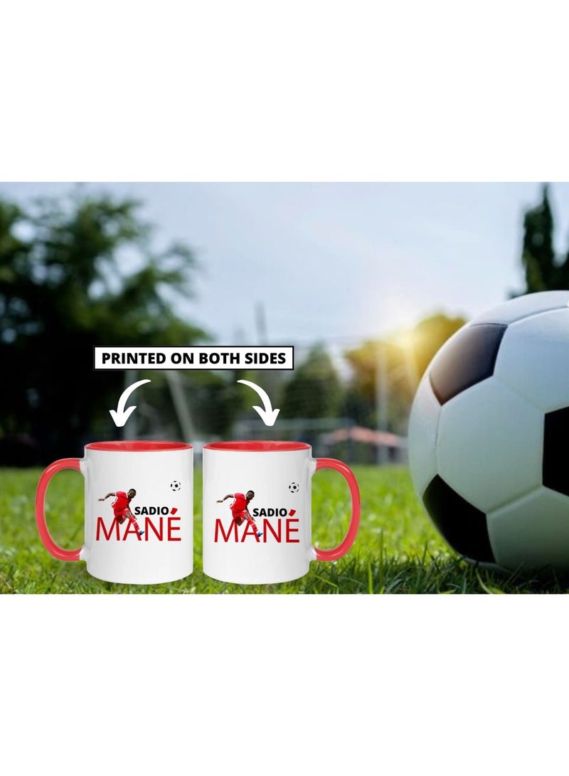 MEC Sadio Mane Football Player Design Coffee Mug Printed On Both Sides Printed Coffee Mug 11Oz Red Handle - Image 3
