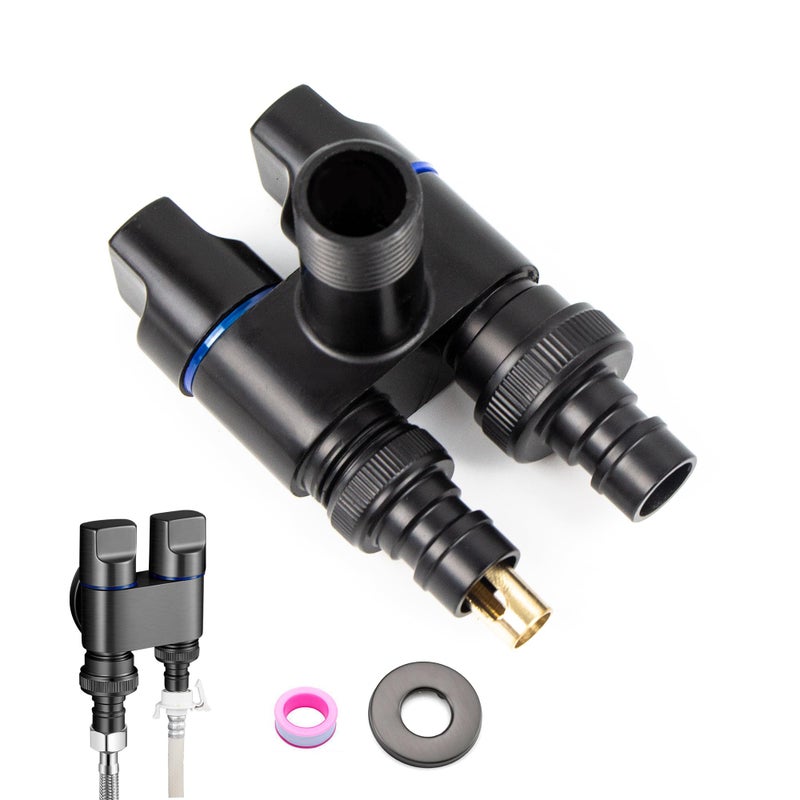 Generic leyomgamz Combination Angle Valve 1/2 x 3/4 Inch Angle Regulating Valve - Universal Valves Dishwasher Double Device Valve Control Valve Double Switch Three-Way Angle Valve for Bathroom, Sink, Fittings  - Image 1