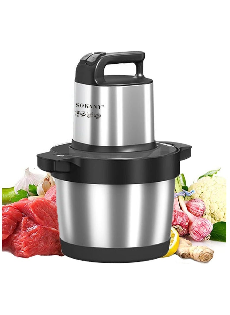 sokany - 6.5L Meat Grinder,3 Speeds Electric Meat Grinder,Electric Chopper,Food Processor with 4-Blades,1500W,SK-YM-7033,Silver/Black - Image 1