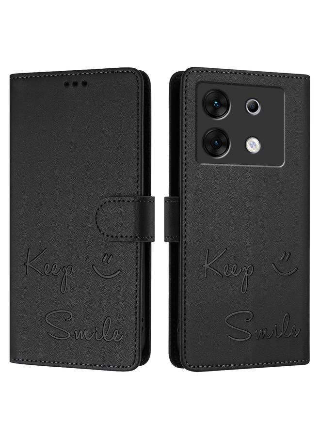 زبون جراب لهاتف Infinix Zero 30 5G مصنوع من الجلد بنقش ابتسامة بتقنية RFID - Image 3