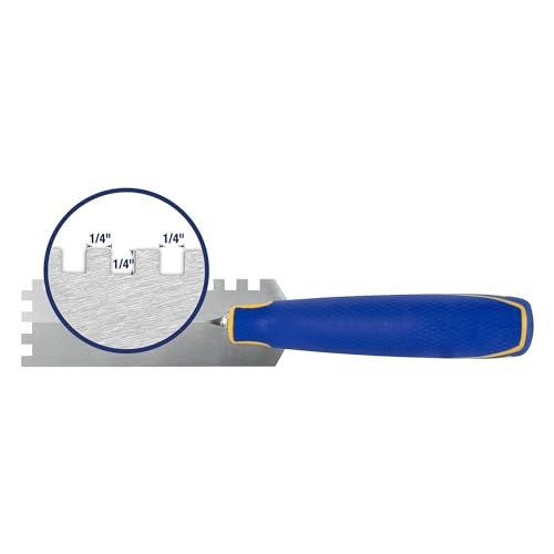 QEP 1/4 in. x 1/4 in. x 1/4 in. Comfort Grip Square-Notch Margin Flooring Trowel with Bucket Hook, Silver (42114) - Image 3