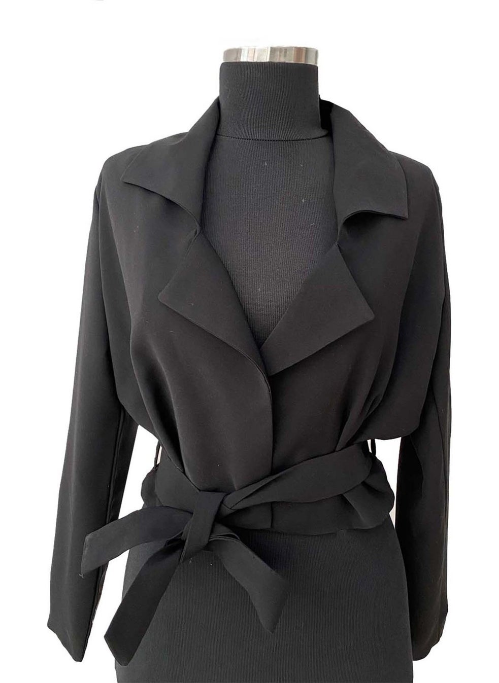 Due Stelle Women's Tied Mini Black Jacket  - Image 1