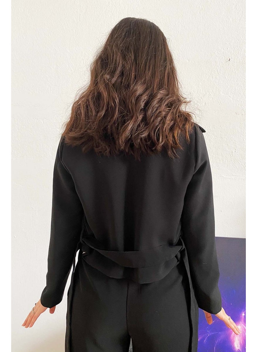 Due Stelle Women's Tied Mini Black Jacket  - Image 4