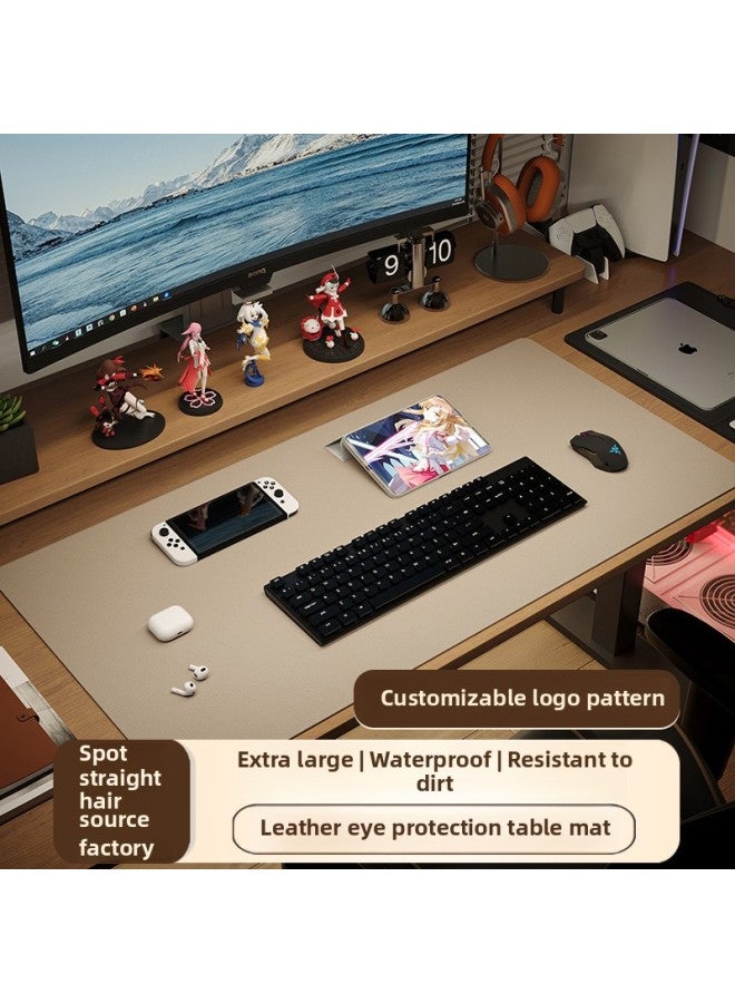 Mouse Pad Oversized Dirty-Resistant Office Waterproof Eye Protection Advanced Computer Pad Desk Pad PU Leather Solid Color Pattern Logo-Color:40*120cm-Pattern:Pure White ( 10k + Hours Antibacterial)  - Image 2