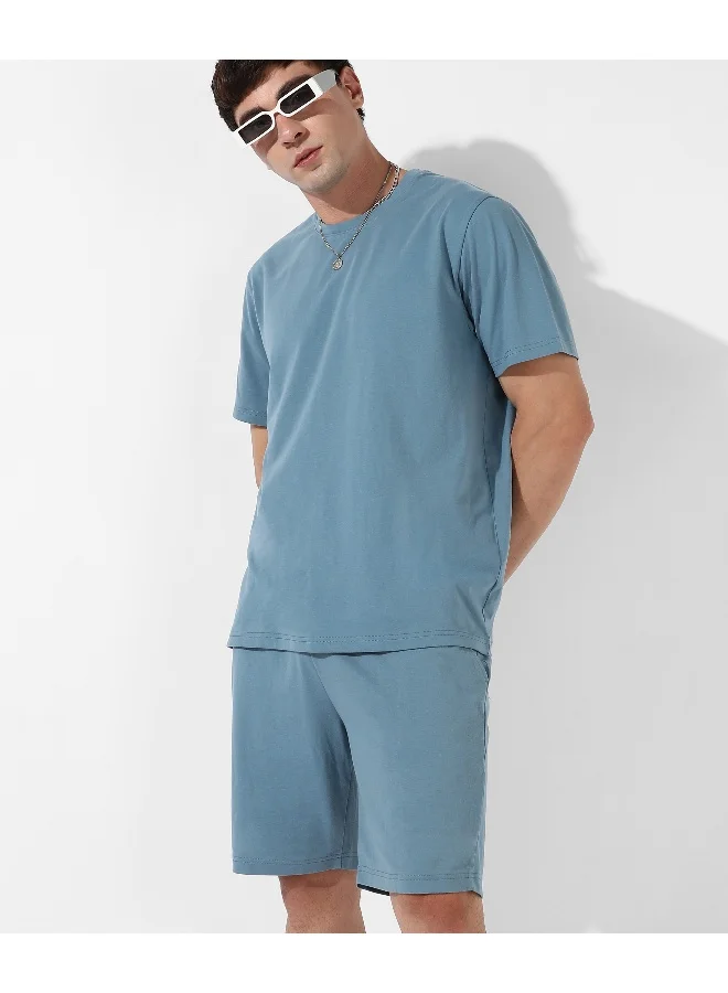 كامبوس سوترا مجموعة منسقة عادية باللون الأزرق الصلب للرجال