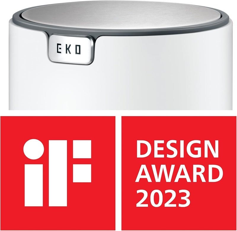 EKO Fandy Table Bin, 1.5L Mini Desk Rubbish Bin with Swing-Top Lid - White - Image 2
