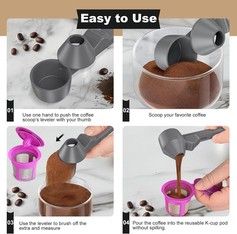 Lov Sprout Coffee Scoop & Funnel for Reusable K Cup Refillable Coffee Pods, Coffee Measuring Spoon 2 Tablespoon Capacity, Scoop with Funnel for Ground Coffee, Protein Powder, Tea (Grey, 1 Pack) - Image 4