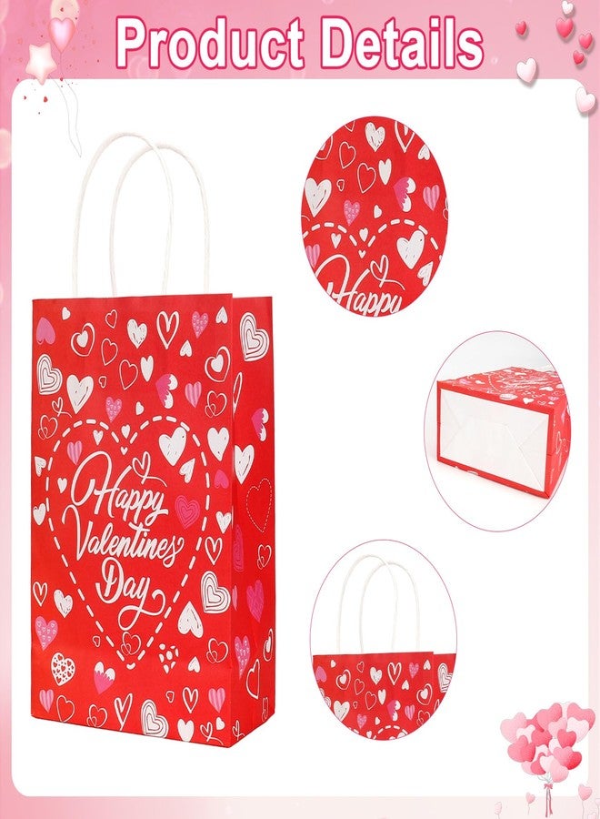 eowqeiur 12 PCS Valentines Paper Bags(6.3x8.7 Inch) with Handle for Gift Goodie Treat Candy Snack Wrap Party Favors Supplies Decorations - Image 3