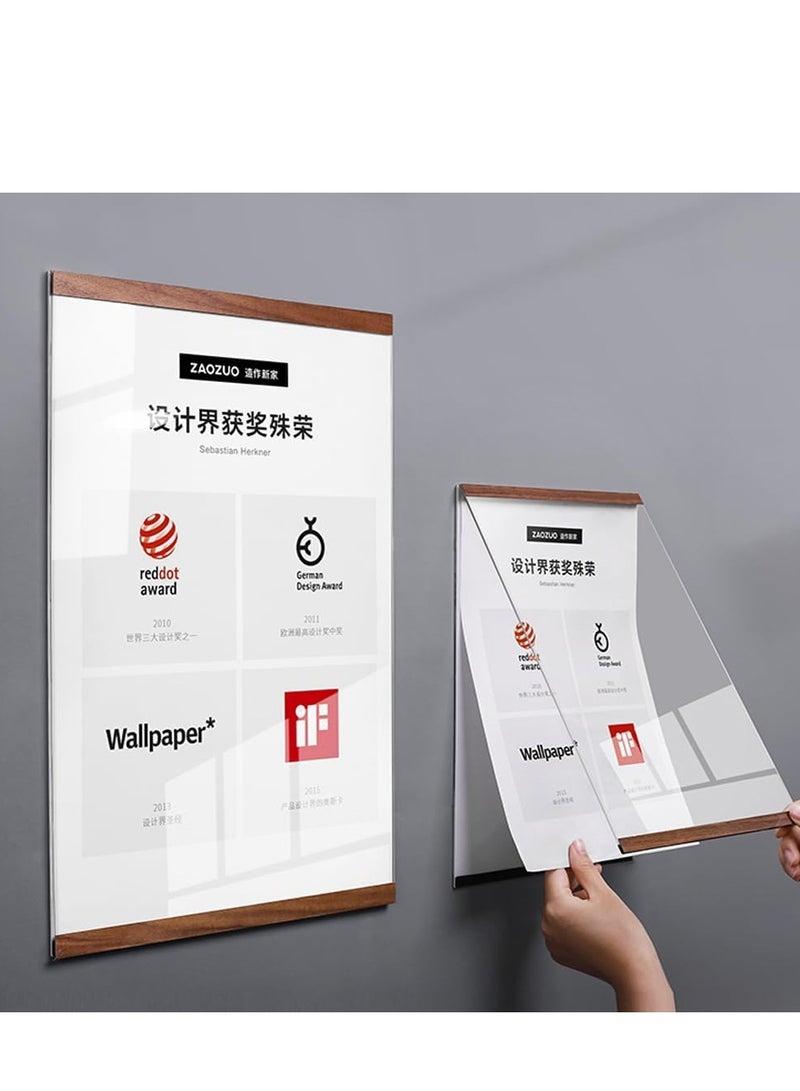 Eckek حامل لافتات أكريليك مثبت على الحائط ذاتي اللصق إطار عرض مغناطيسي إطار مستندات شفاف للمكتب، المتجر، المدرسة، المنزل، إطار صورة حائط - Image 3