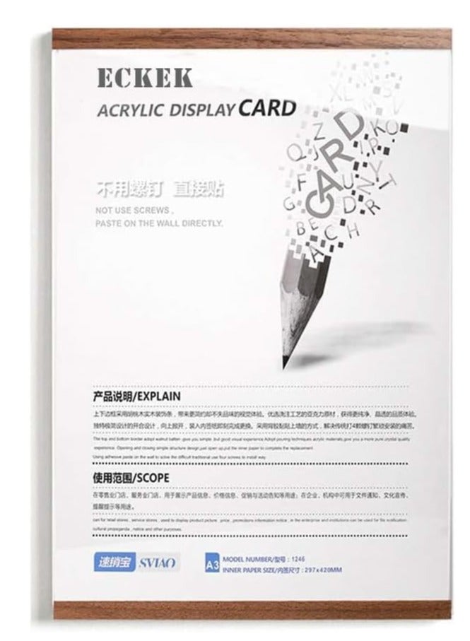Eckek حامل لافتات أكريليك مثبت على الحائط ذاتي اللصق إطار عرض مغناطيسي إطار مستندات شفاف للمكتب، المتجر، المدرسة، المنزل، إطار صورة حائط - Image 2