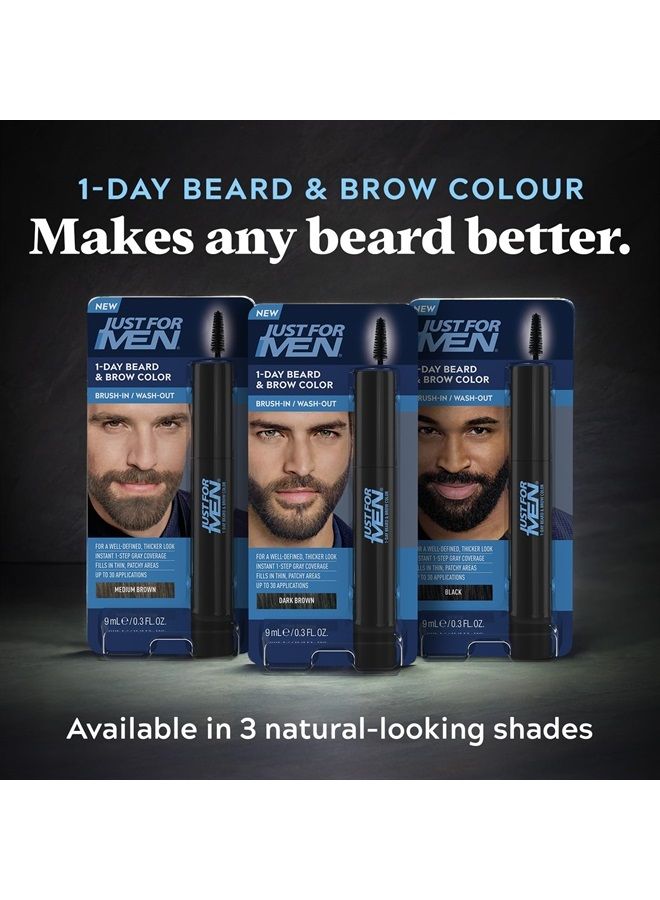 Just For Men 1-Day Beard & Brow Color, Temporary Color for Beard and Eyebrows, For a Fuller, Well-Defined Look, Up to 30 Applications, Medium Brown - Image 4