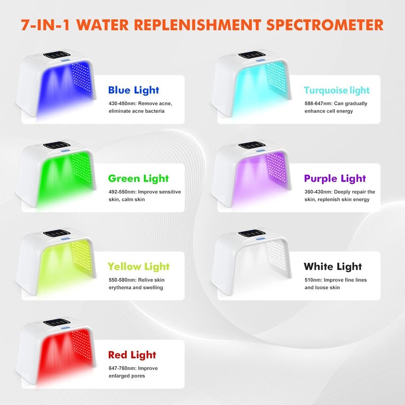 4beauty Therapy Led Light Therapy for Face Body with Spray 7 Color Led Face Mask Light TherapyCycle Therapy Light Time Preset Adjustable LED Brightness Face Mask for Beauty Salon Home Spa Body - Image 5