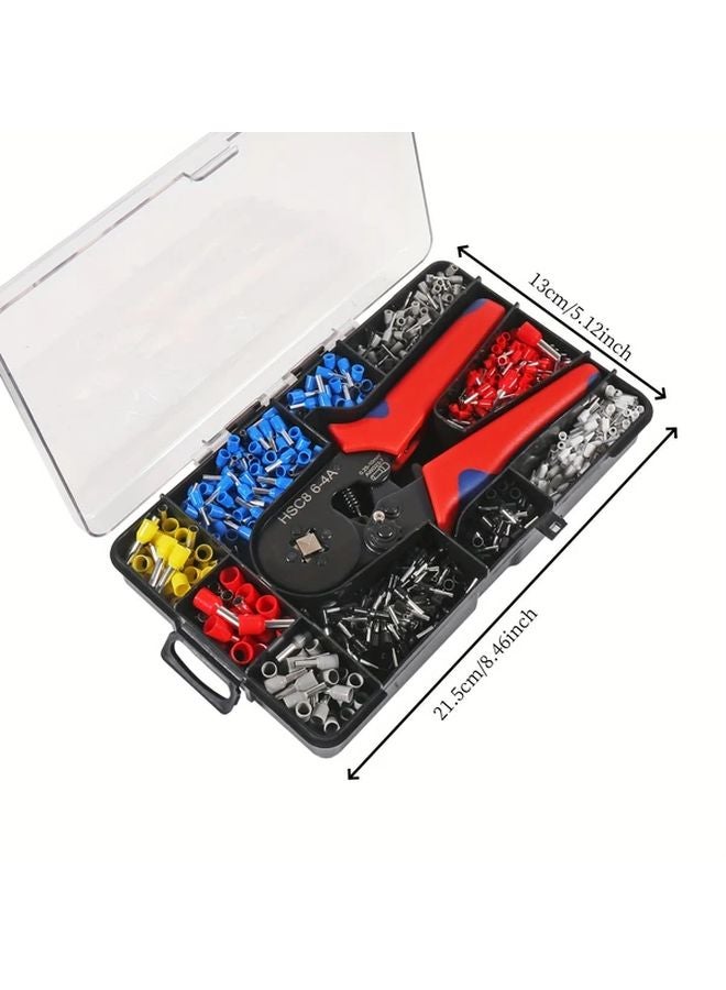 1200pcs 6 4 Crimping Pliers HSC8 Tube Terminal Wire Mini Card Sleeve Tool With Box - Image 3