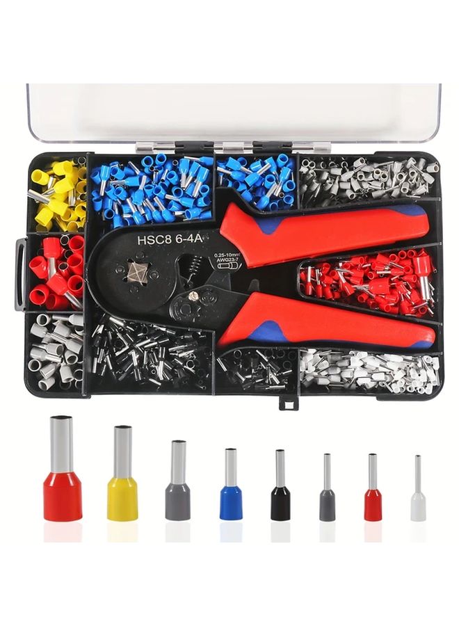 1200pcs 6 4 Crimping Pliers HSC8 Tube Terminal Wire Mini Card Sleeve Tool With Box - Image 2