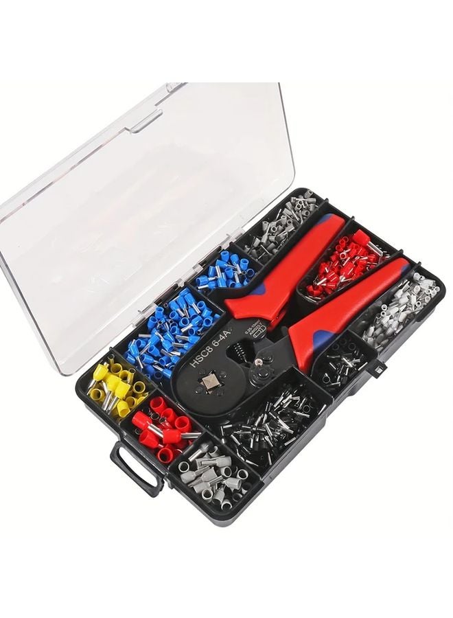 1200pcs 6 4 Crimping Pliers HSC8 Tube Terminal Wire Mini Card Sleeve Tool With Box - Image 1