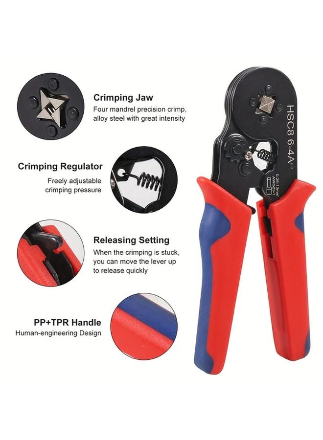 1200pcs 6 4 Crimping Pliers HSC8 Tube Terminal Wire Mini Card Sleeve Tool With Box - Image 5