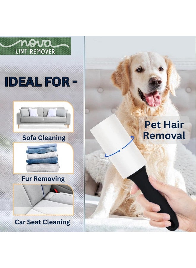 NOVA LINT REMOVER Lint Roller For Clothes Pet Hair Fur Remover From Clothes Lint Remover For Clothes Lint Remover Roller With Cover| 3 Refill (10 Cm) X 60 Sheets = 180 Sheets | - Image 2