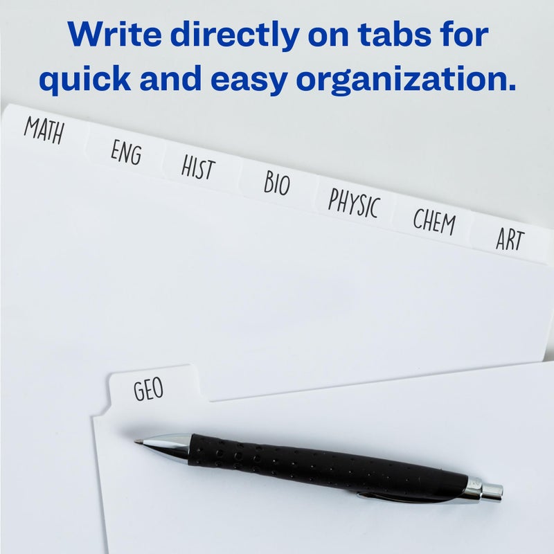 Avery Binder Tabs Divider â€“ Bulk 5â€‘Tab Writeâ€‘On Design, Tearâ€‘Resistant Reinforced Holes, Fits Standard 3â€‘Ring Binder, White Recycled Index Paper, 36 Sets â€“ Ideal for Students & Offices - Image 2