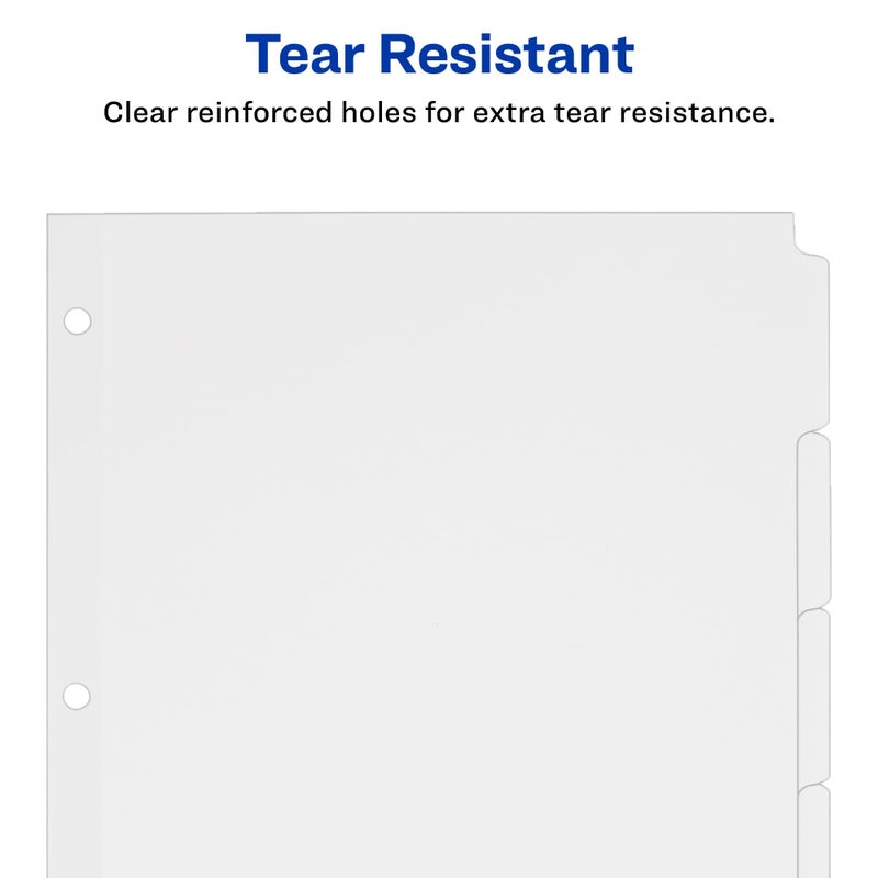 Avery Binder Tabs Divider â€“ Bulk 5â€‘Tab Writeâ€‘On Design, Tearâ€‘Resistant Reinforced Holes, Fits Standard 3â€‘Ring Binder, White Recycled Index Paper, 36 Sets â€“ Ideal for Students & Offices - Image 3