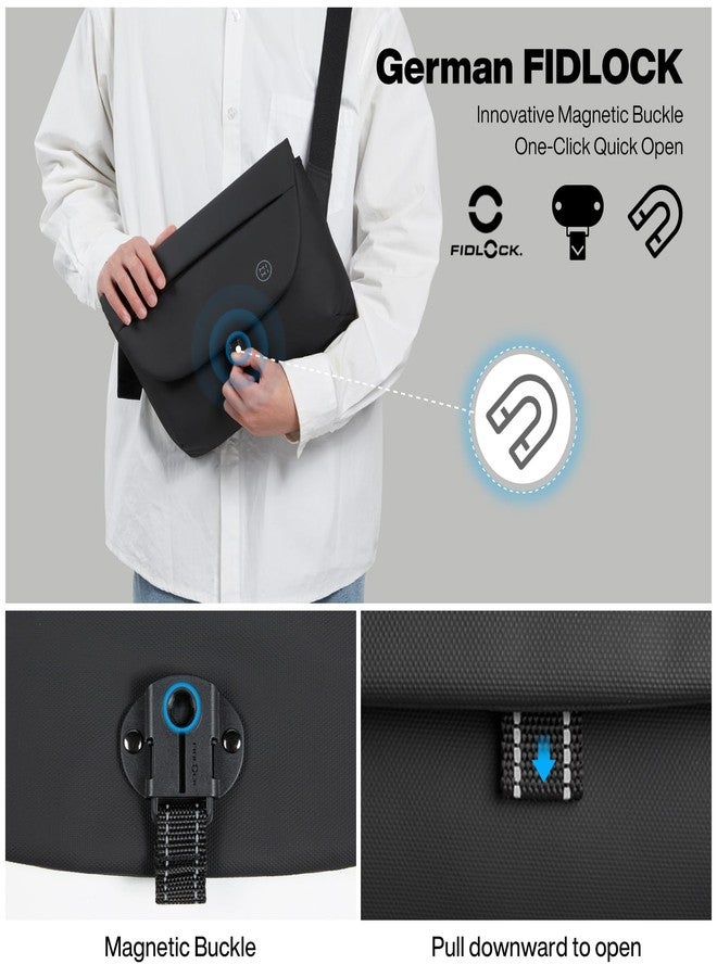 mixi Crossbody Sling Bag for Men Waterproof Lightweight Business Work Messenger Bag Multi-Pocket Commuter Travel Shoulder Casual Daypack-13 inch, Black - Image 3