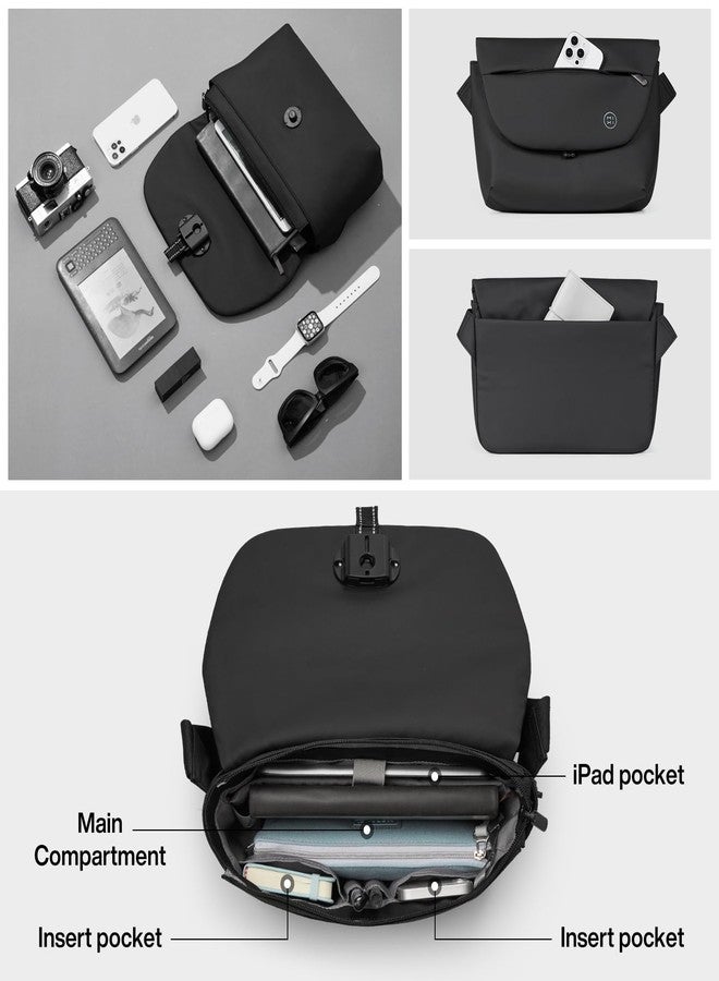 mixi Crossbody Sling Bag for Men Waterproof Lightweight Business Work Messenger Bag Multi-Pocket Commuter Travel Shoulder Casual Daypack-13 inch, Black - Image 2