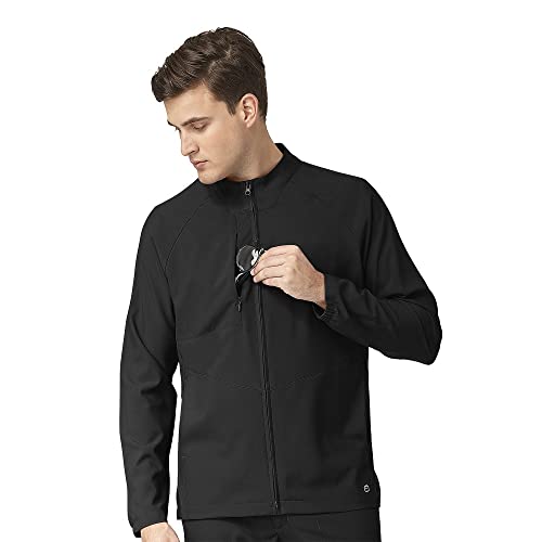 WonderWink W123 Mens Zip Front Warm Up Scrub Jacket Black XS
