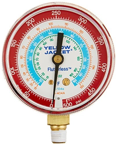 Yellow Jacket عداد ضغط Yellow Jacket 49015 2-1/2" (درجات فهرنهايت)، ضغط أحمر، 0-500 psi، R-22/134A/404A - Image 3