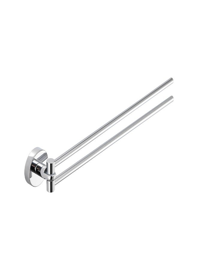 LANGPAI Brass Swinging Towel Bar 2-Arm Swing Out 180° Rotation Swivel Balance Towel Rod 16-Inch Wall Mounted Space Saving Towel Air-Drying Holder Chrome Finished - Image 1