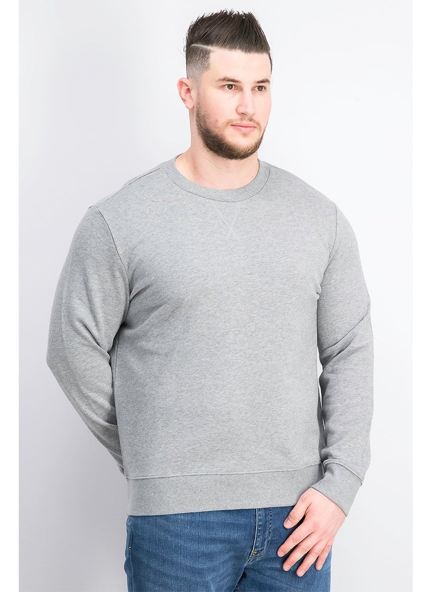 Tchibo Men Crew Neck Heather Sweatshirt, Grey  - Image 1
