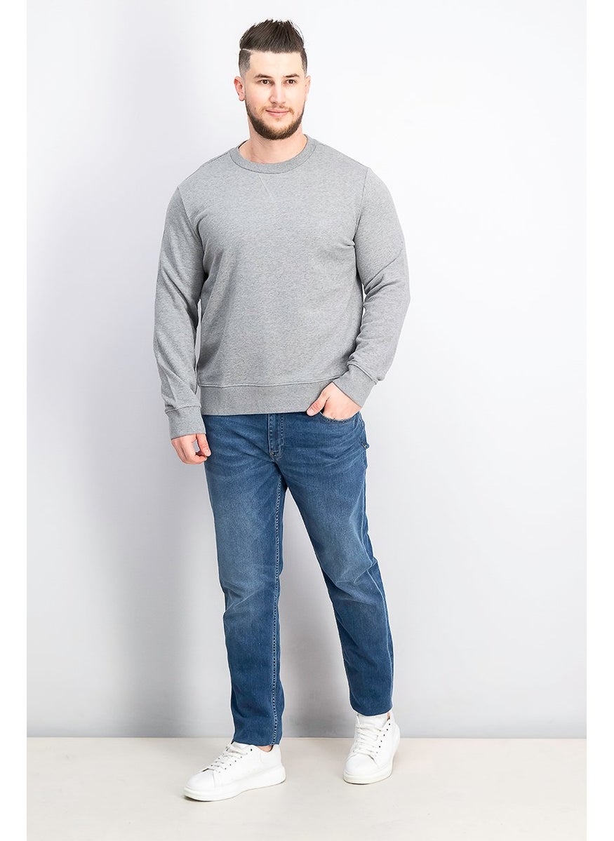 Tchibo Men Crew Neck Heather Sweatshirt, Grey  - Image 4