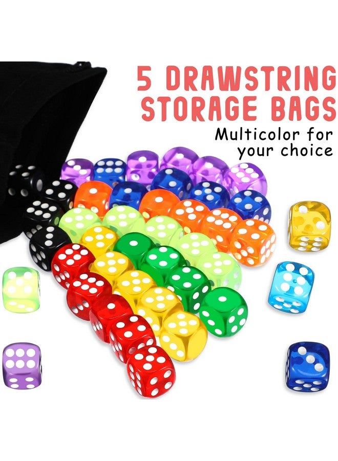 Syhood Syhood 1000 Pcs 14mm Colored Dice Bulk Dice 6 Sided Dice Set with 5 Pieces Drawstring Pouches Standard Game Dice for Classroom Teaching Math Learning Board Dices Game, 10 Color  - Image 4